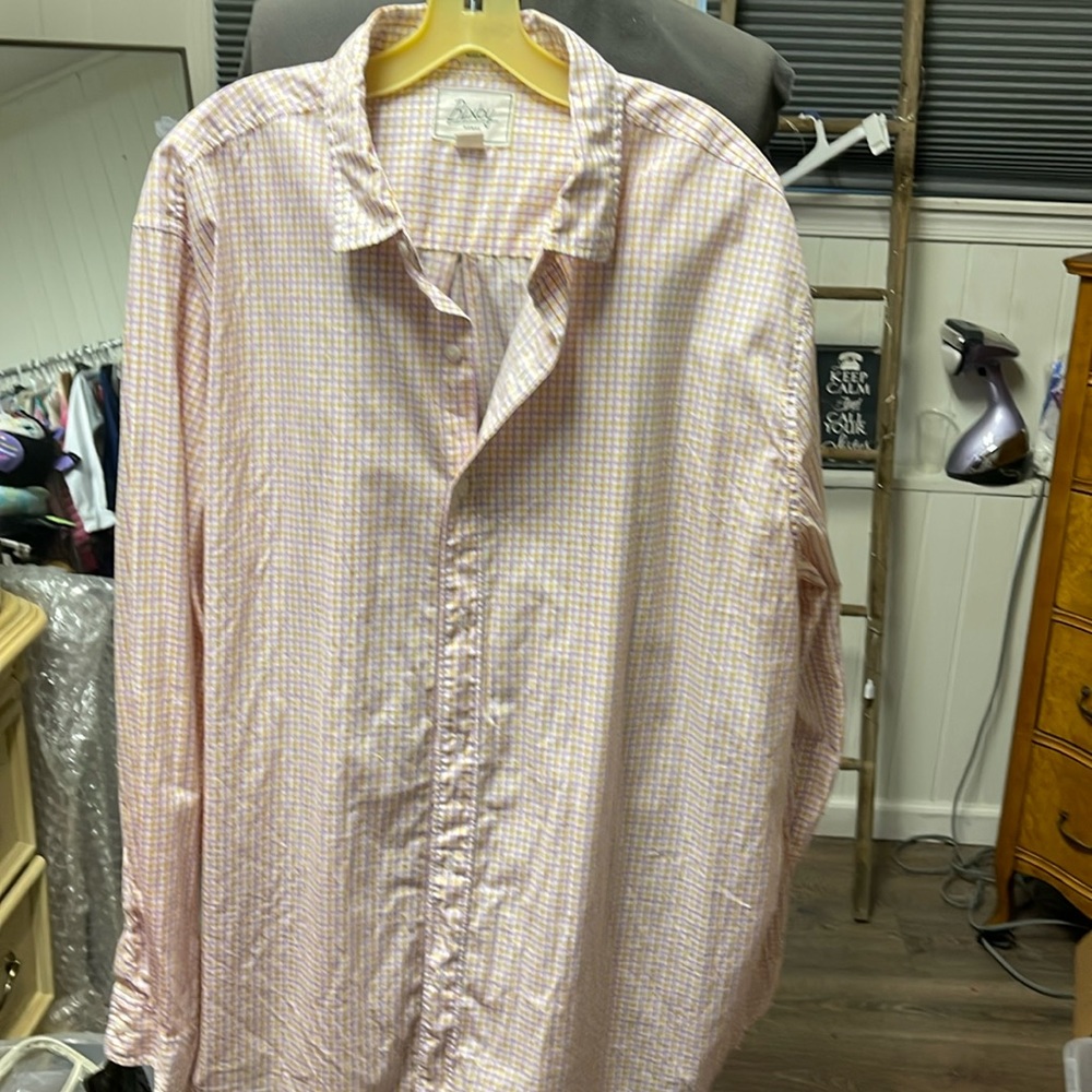 Bixby Nomad Regular Mens XXL pink/yellow/white pattern dress shirt